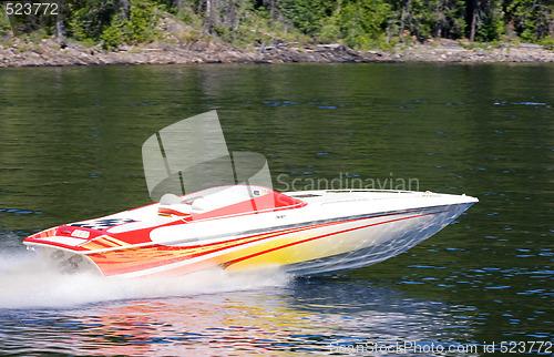 Image of Speedboat on Lake