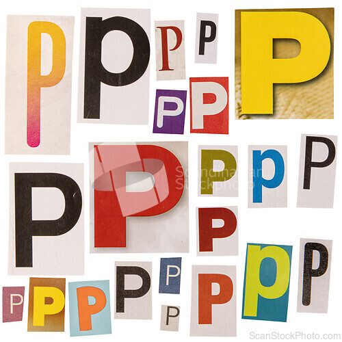 Image of Letter P cut out from newspapers