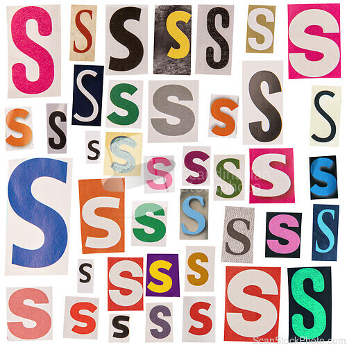 Image of Letter S cut out from newspapers