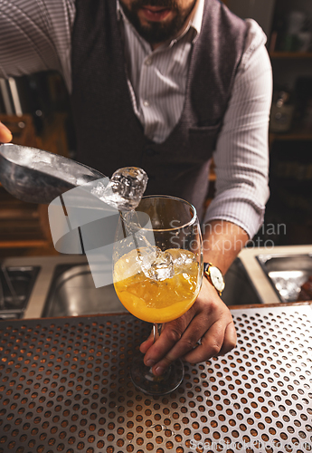 Image of Bartender is making cocktail