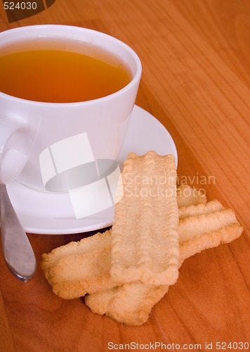 Image of cup of tea and cookies