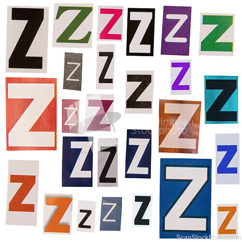 Image of Letter Z cut out from newspapers