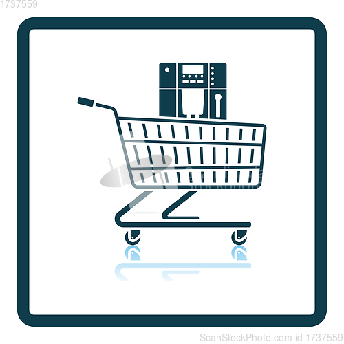 Image of Shopping Cart With Cofee Machine Icon