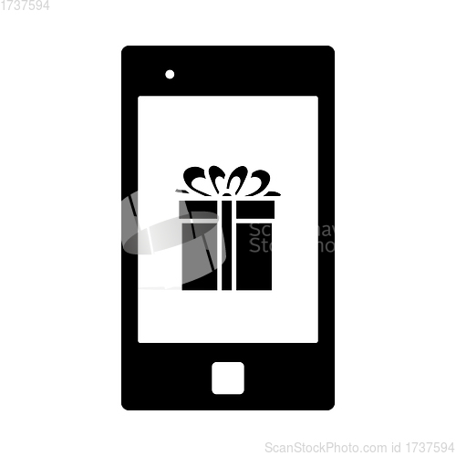Image of Smartphone With Gift Box On Screen Icon