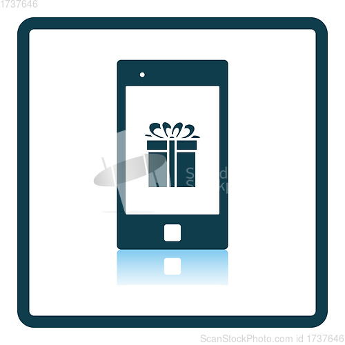 Image of Smartphone With Gift Box On Screen Icon