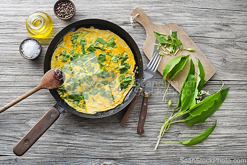 Image of Omelette wild garlic spring