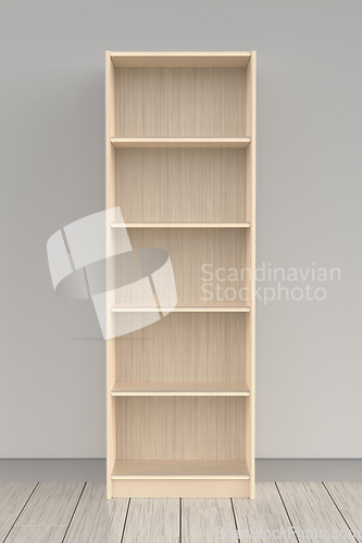 Image of Empty wooden bookcase