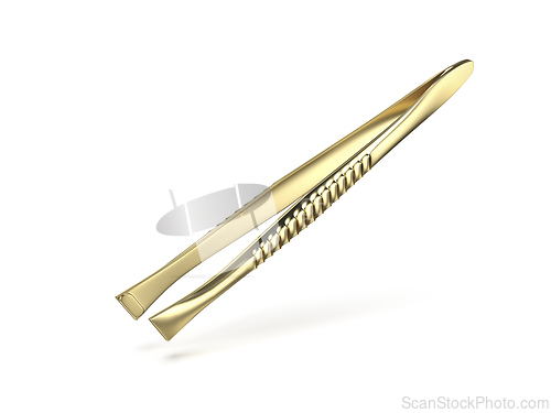 Image of Golden eyebrow tweezers