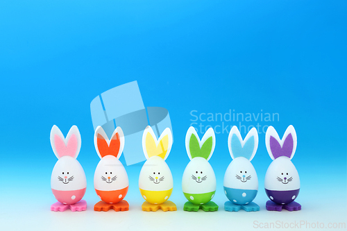 Image of Easter Bunny Eggs Decorated in Rainbow Colors
