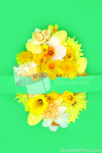 Image of Easter Egg and Spring Flowers Abstract Concept Shape