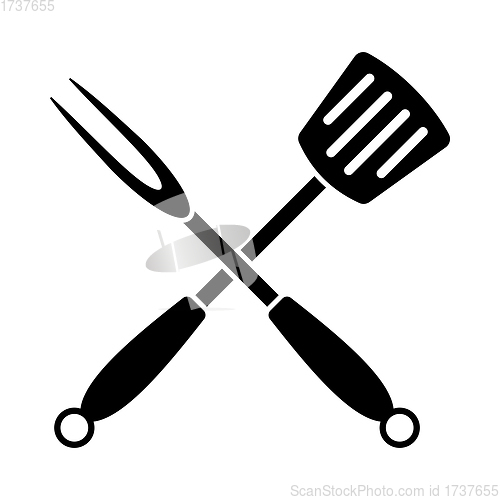 Image of Crossed Frying Spatula And Fork Icon
