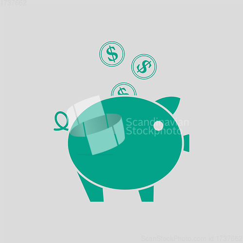 Image of Golden Coins Fall In Piggy Bank Icon