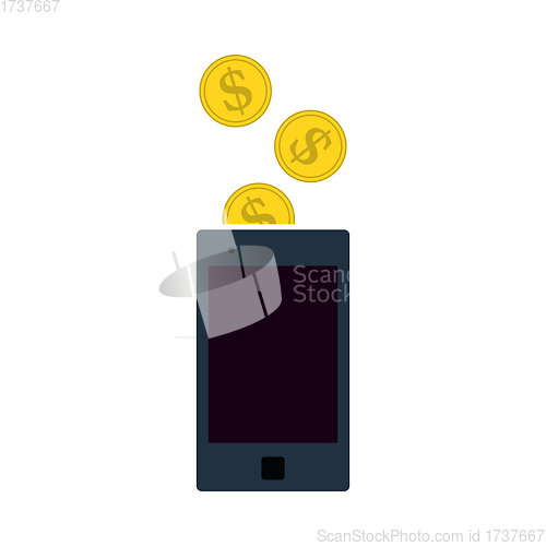 Image of Golden Coins Fall In Smartphone Icon