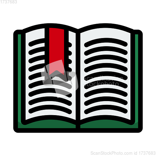 Image of Icon Of Open Book With Bookmark