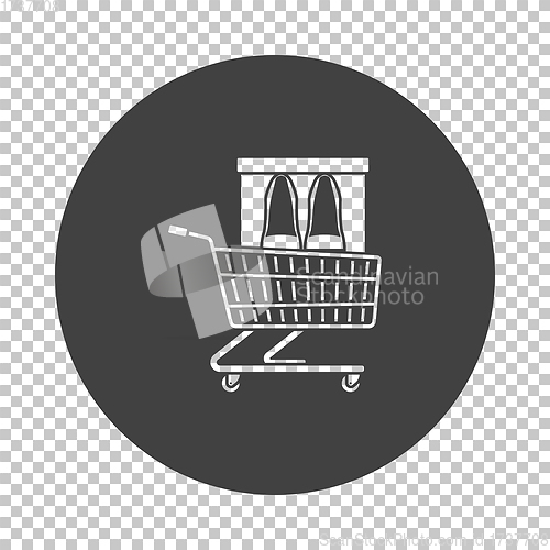 Image of Shopping Cart With Shoes In Box Icon