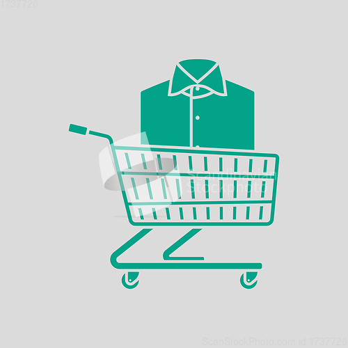 Image of Shopping Cart With Clothes (Shirt) Icon