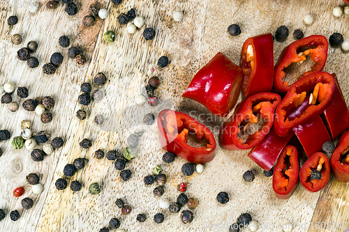 Image of cut into chunks the red pepper