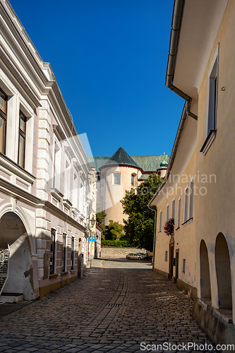 Image of M.D. Rettigova street. Narrow street in Litomysl, Czech Republic