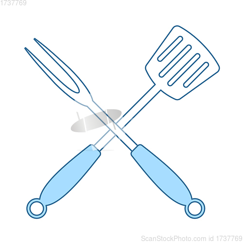 Image of Crossed Frying Spatula And Fork Icon