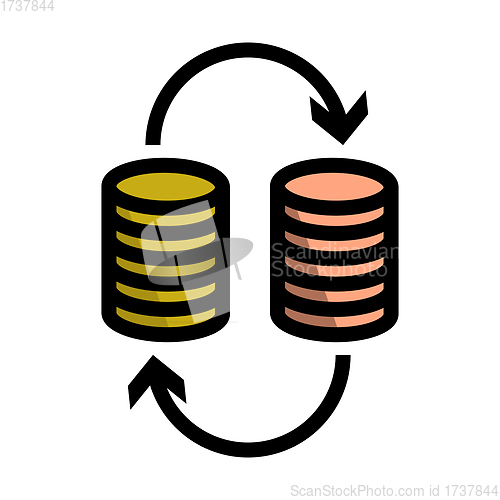 Image of Dollar Euro Coins Stack Icon