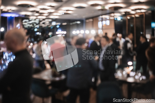 Image of Blurred image of businesspeople at banquet event business meeting event. Business and entrepreneurship events concept