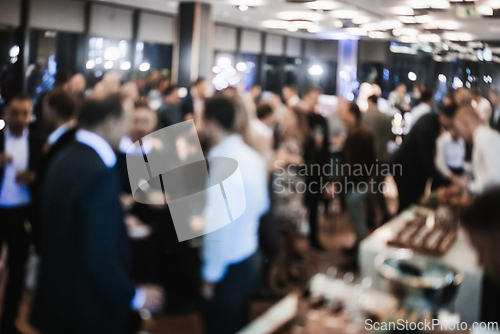 Image of Blurred image of businesspeople at banquet event business meeting event. Business and entrepreneurship events concept