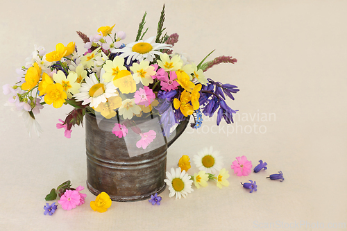 Image of Spring Beltane Wildflower Background Border Frame 