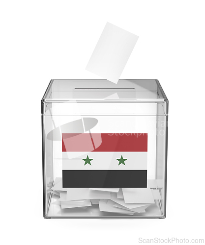 Image of Ballot box with the flag of Syria