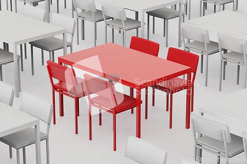 Image of Unique red table and chairs