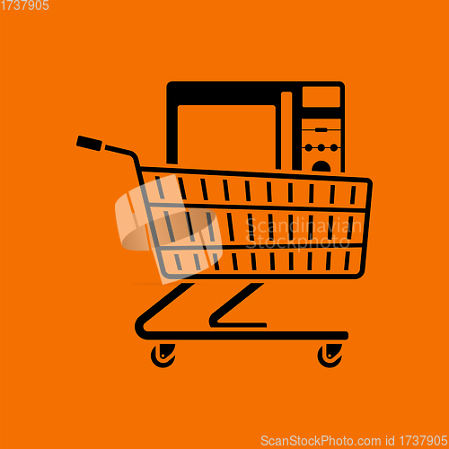 Image of Shopping Cart With Microwave Oven Icon