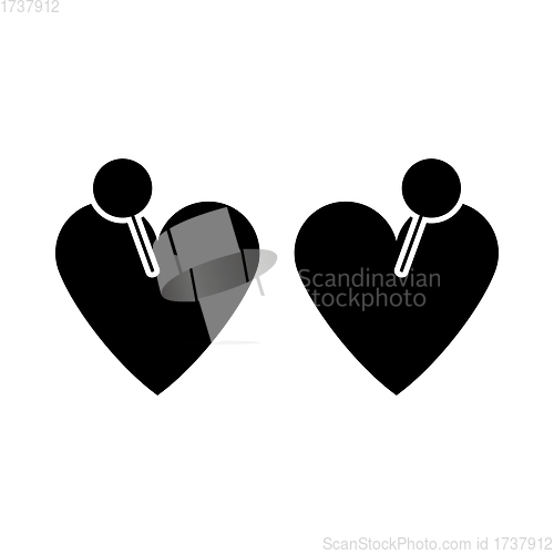 Image of Two Valentines Heart With Pin Icon