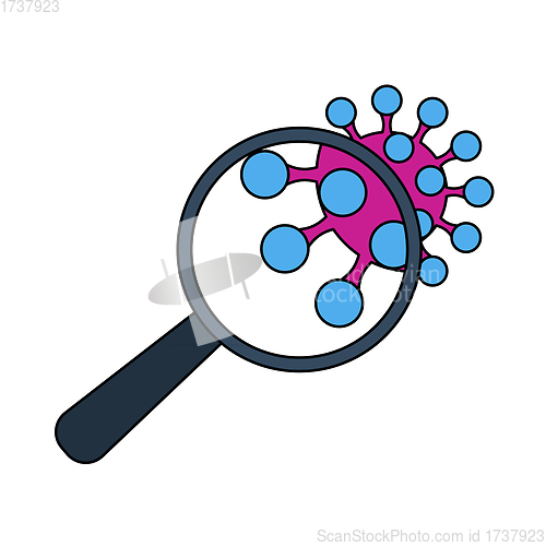 Image of Magnifier Over Coronavirus Molecule Icon