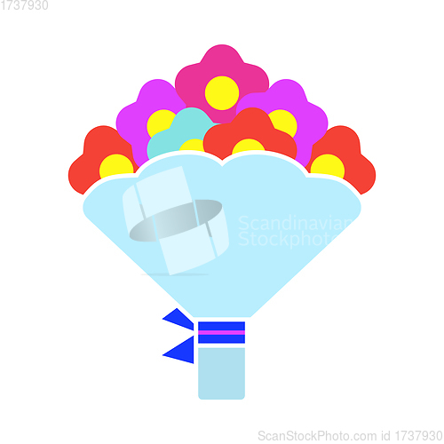 Image of Tulips Bouquet Icon With Tied Bow