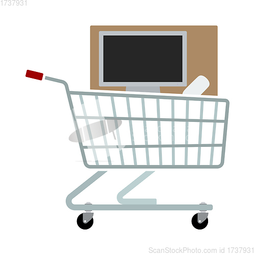 Image of Shopping Cart With PC Icon