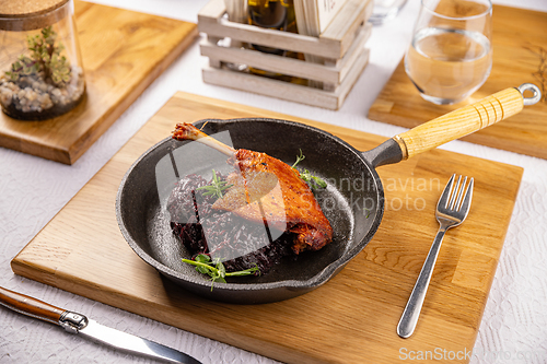 Image of Portion of roast duck leg