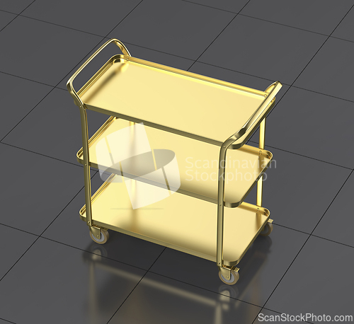 Image of Golden food serving cart