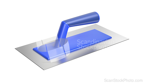 Image of Plastering trowel with blue plastic handle