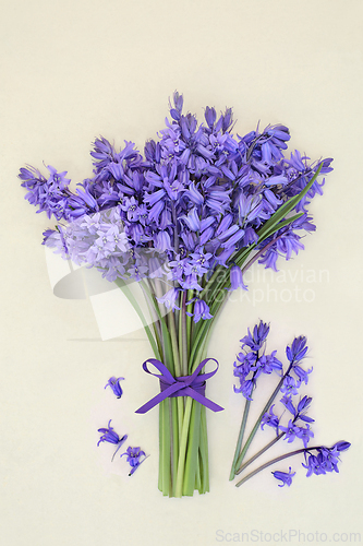 Image of Bluebell Flower Posy for Spring on Hemp Paper