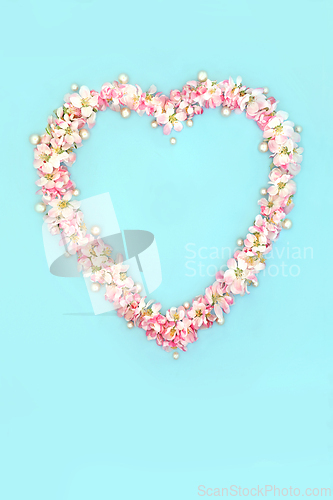 Image of Heart Shaped Apple Blossom Spring Wreath with Pearls