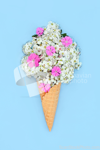 Image of Surreal Spring Flower Blossom Ice Cream Cone