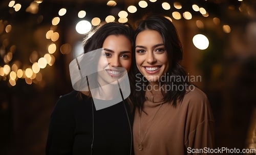 Image of In the vibrant ambiance of a nightclub, an affectionate LGBT couple shares romantic moments, celebrating love and unity.