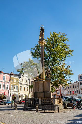 Image of Plague Column in Smetana Square or Smetanovo namesti. Litomysl, Czech Republic