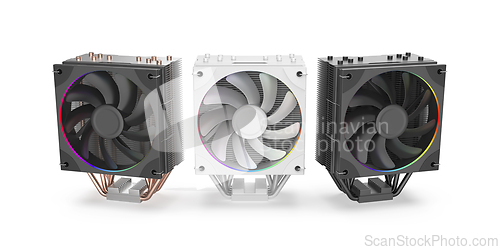 Image of Three high performance computer processor coolers