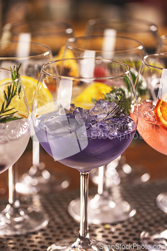 Image of Colorful gin tonic cocktails