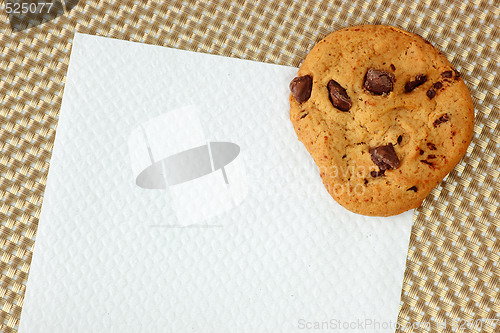 Image of Chocolated chip cookie on a napkin