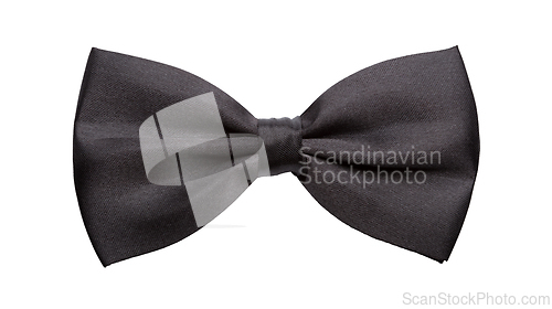 Image of Black satin bow tie, formal dress code necktie accessory