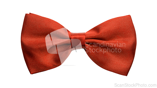 Image of Red satin bow tie, formal dress code necktie accessory