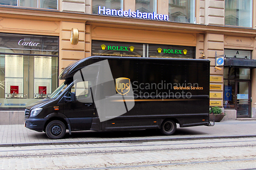 Image of UPS Delivery Truck in City