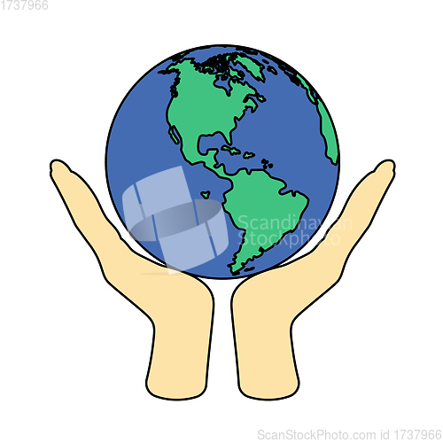 Image of Hands Holding Planet Icon