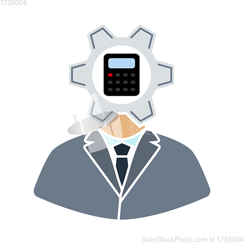 Image of Analyst With Gear Hed And Calculator Inside Icon